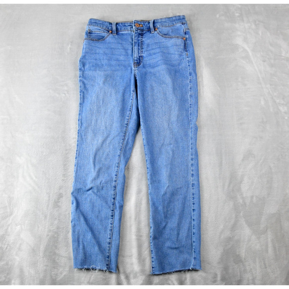 Talbots Jeans Womens 8P (28x26) Straight Leg Raw Hem Blue Denim - Picture 1 of 9